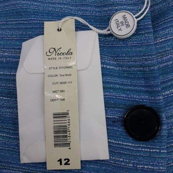 Vtg 80's Nicola Blue Striped Boyfriend Single Breasted Button Down Blazer Sz 12 - Picture 3 of 14